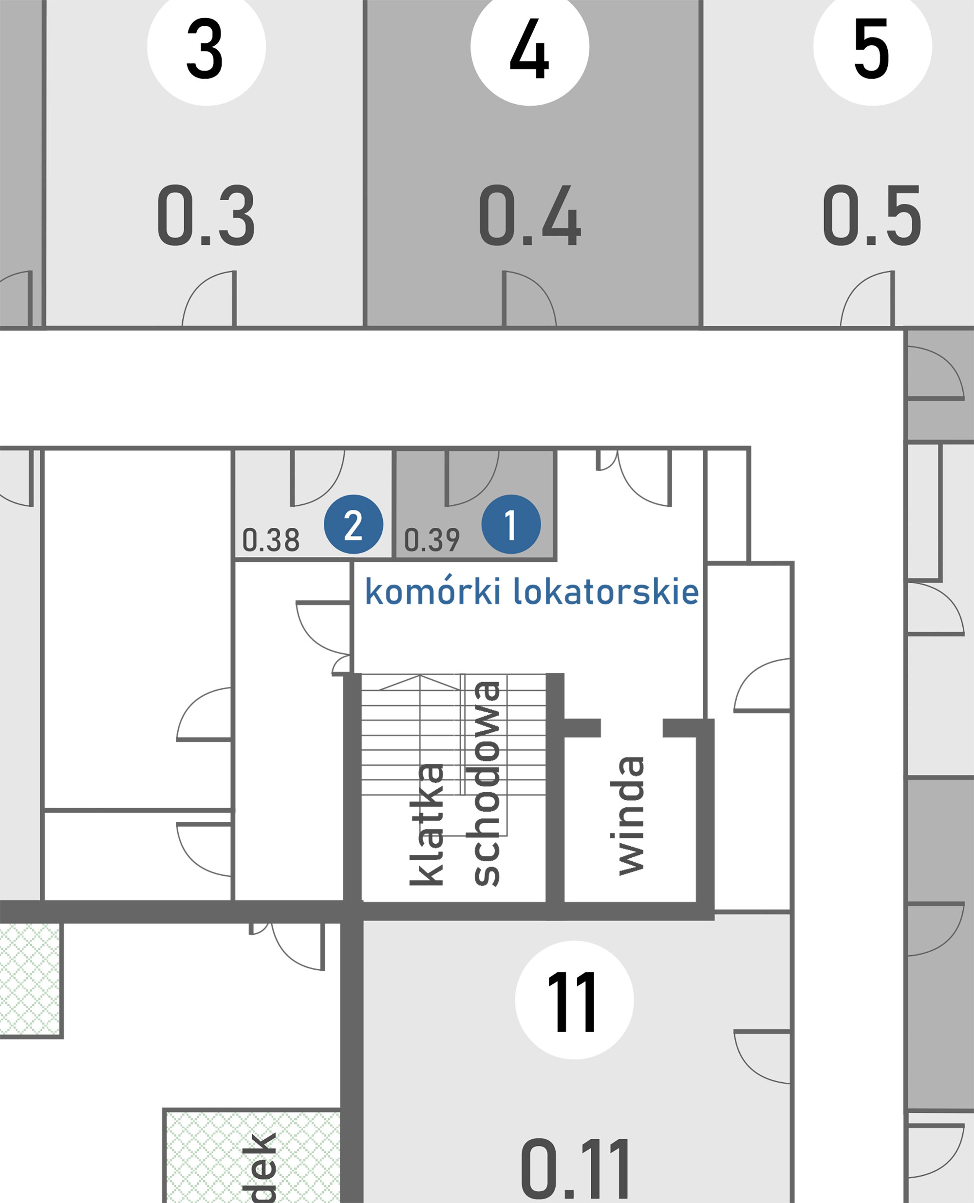 Rozmieszczenie komórek lokatorskich Budynek N - na parterze